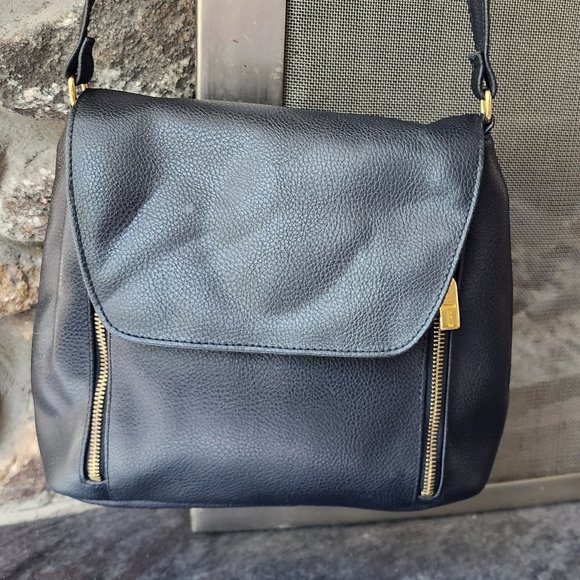 First Issue Black Faux Leather Shoulder Bag - Picture 3 of 16